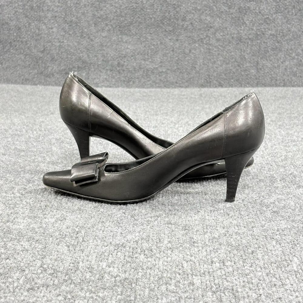Salvatore Ferragamo Shoes Womens 6B Black Leather Bow Kitten Heel Pumps Italy